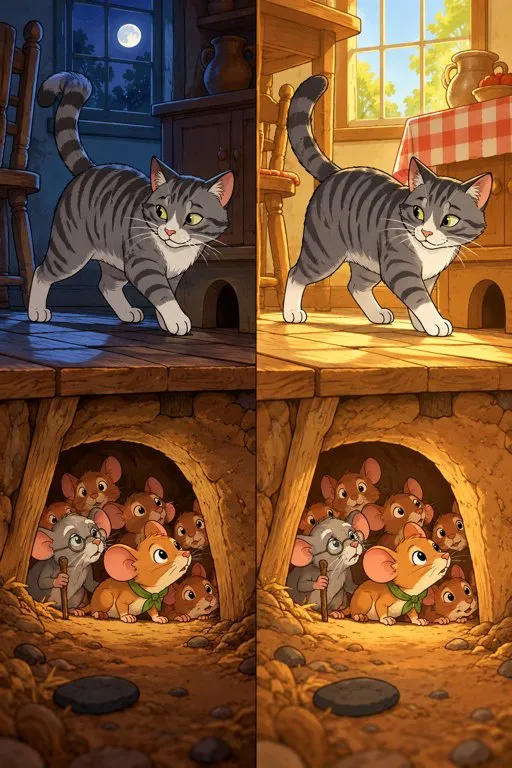 Illustration from page 3 of Belling the Cat: A Gentle Retelling