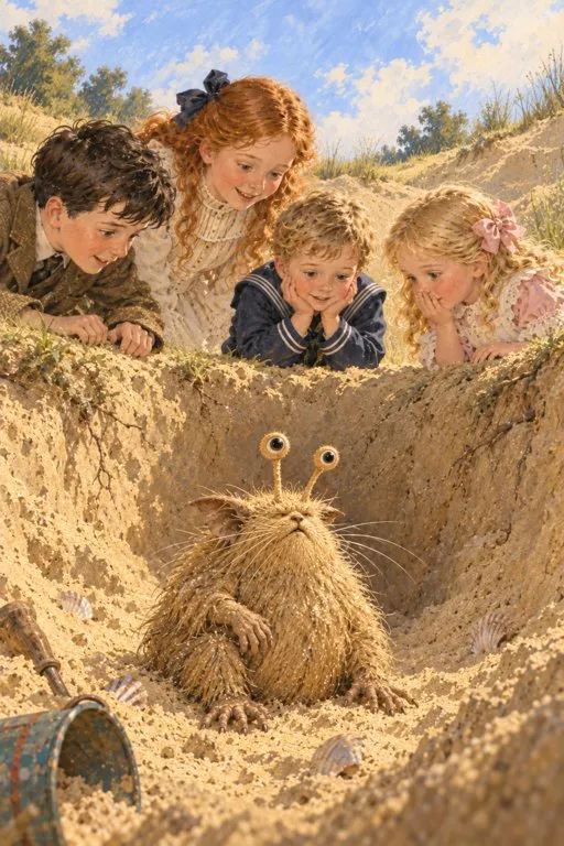 Illustration from page 4 of Five Children and It: A Retelling for Curious Readers