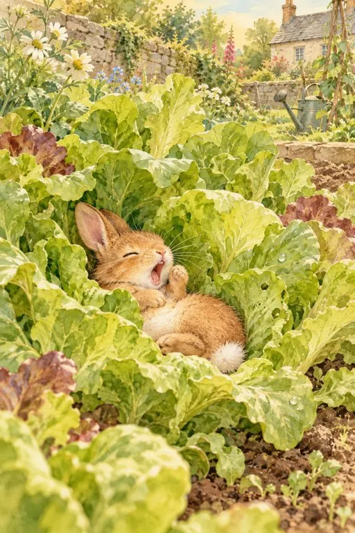 Illustration from page 2 of The Tale of the Flopsy Bunnies: A Gentle Retelling