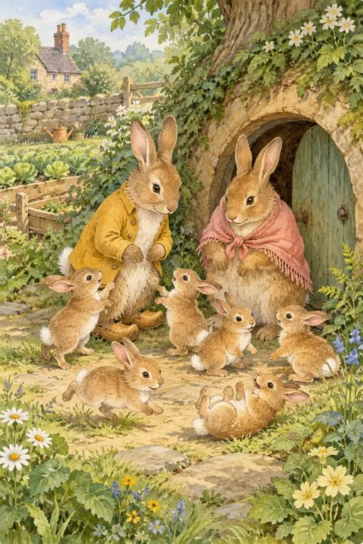Illustration from page 3 of The Tale of the Flopsy Bunnies: A Gentle Retelling