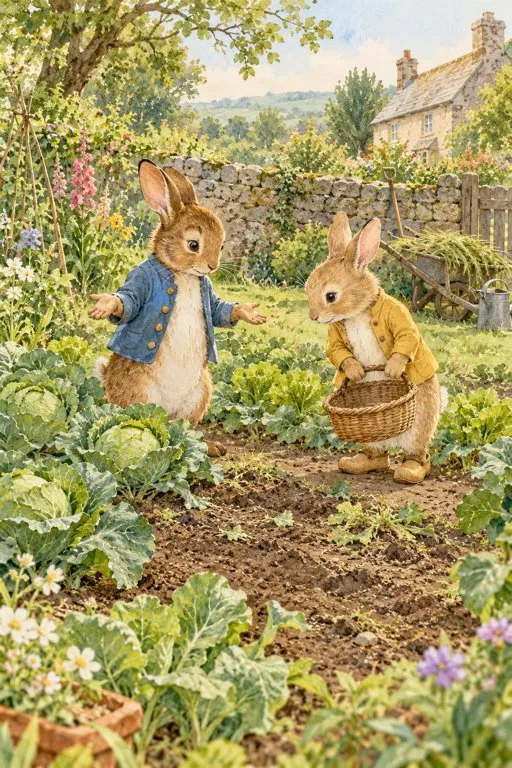 Illustration from page 4 of The Tale of the Flopsy Bunnies: A Gentle Retelling