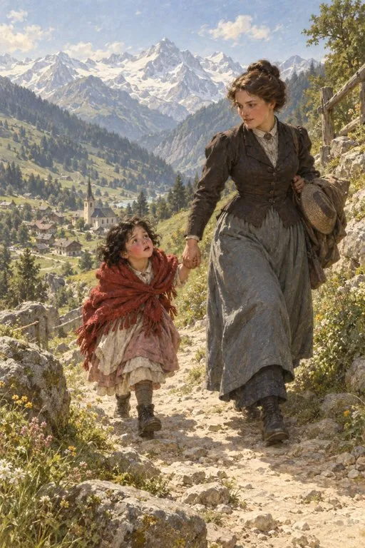 Illustration from page 2 of Heidi: A Retelling for Curious Readers