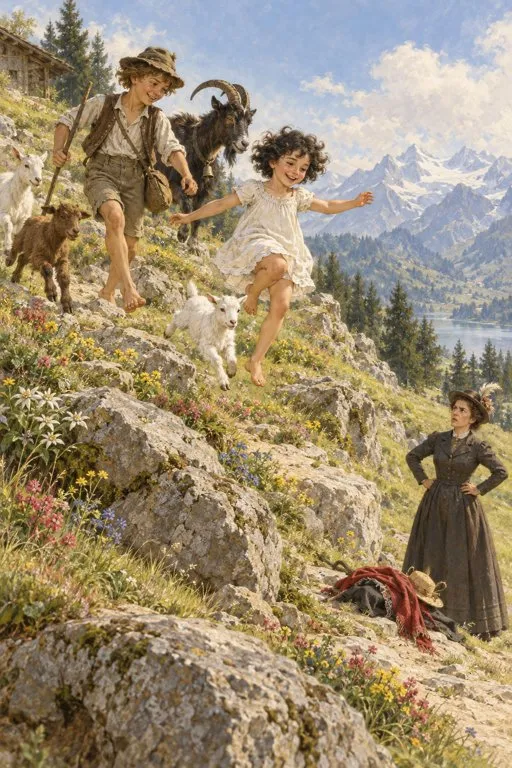 Illustration from page 3 of Heidi: A Retelling for Curious Readers