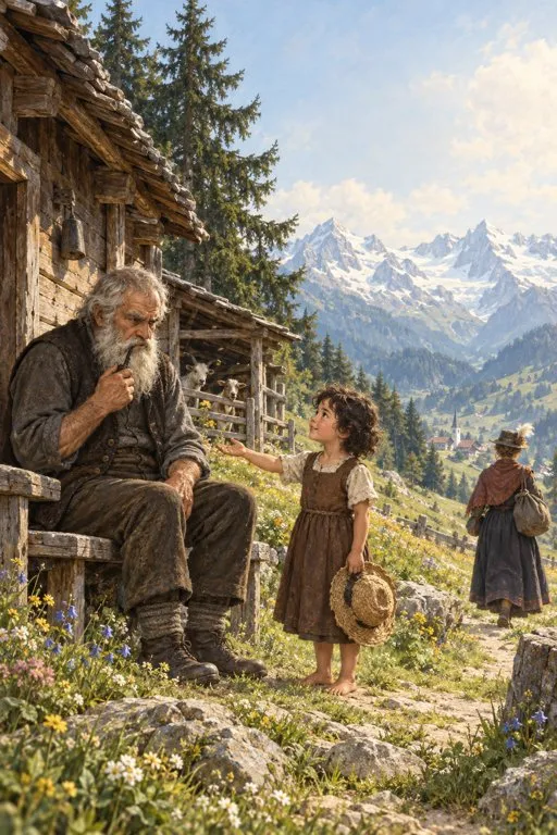 Illustration from page 4 of Heidi: A Retelling for Curious Readers