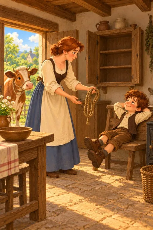 Illustration from page 2 of Jack and the Beanstalk: A Gentle Retelling