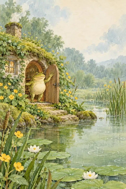 Illustration from page 2 of The Tale of Mr. Jeremy Fisher: A Gentle Retelling