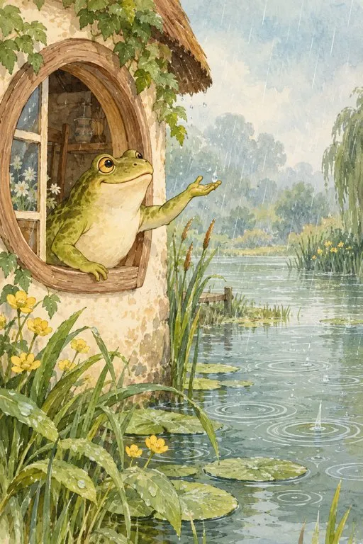 Illustration from page 4 of The Tale of Mr. Jeremy Fisher: A Gentle Retelling
