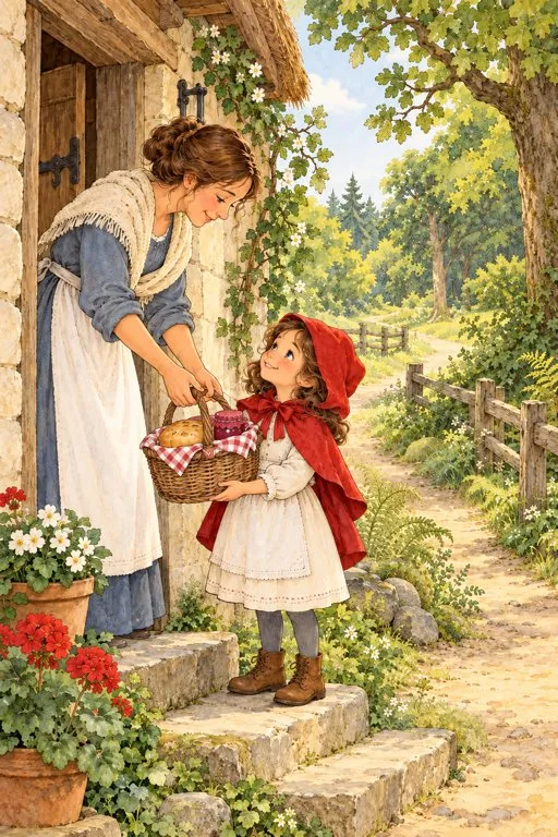 Illustration from page 3 of Little Red Riding Hood: A Gentle Retelling