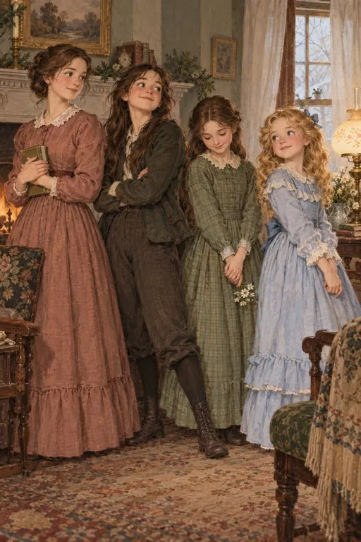 Illustration from page 3 of Little Women: A Retelling for Curious Readers