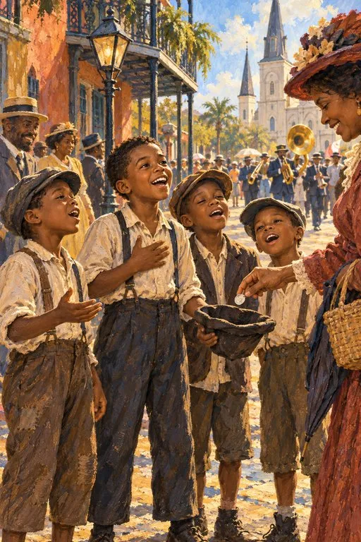 Illustration from page 4 of Louis Armstrong: A New Sound