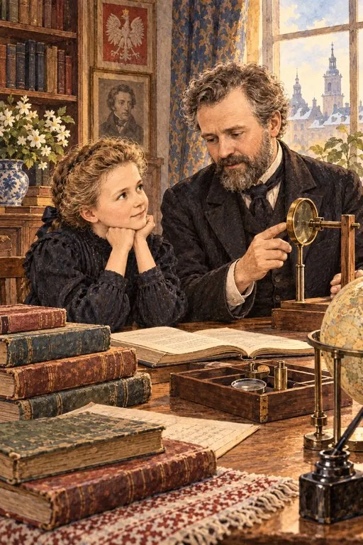Illustration from page 3 of Marie Curie: A Light for Science