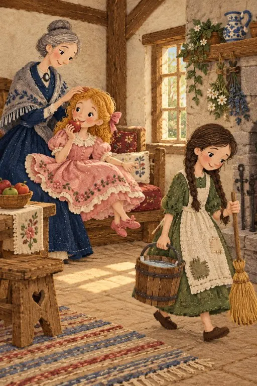 Illustration from page 2 of Mother Holle: A Gentle Retelling
