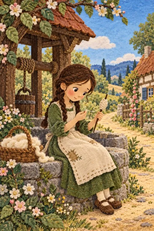 Illustration from page 3 of Mother Holle: A Gentle Retelling