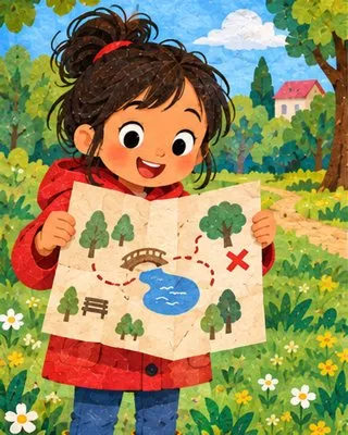 Illustration from page 2 of Pam and the Map