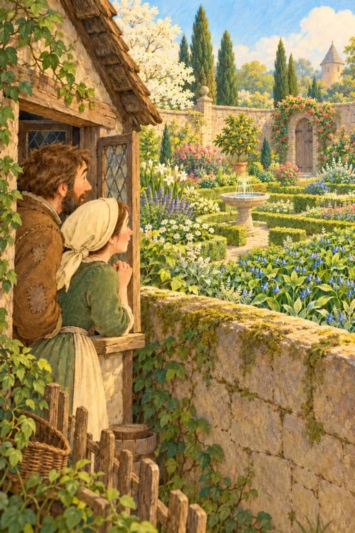 Illustration from page 2 of Rapunzel: A Gentle Retelling