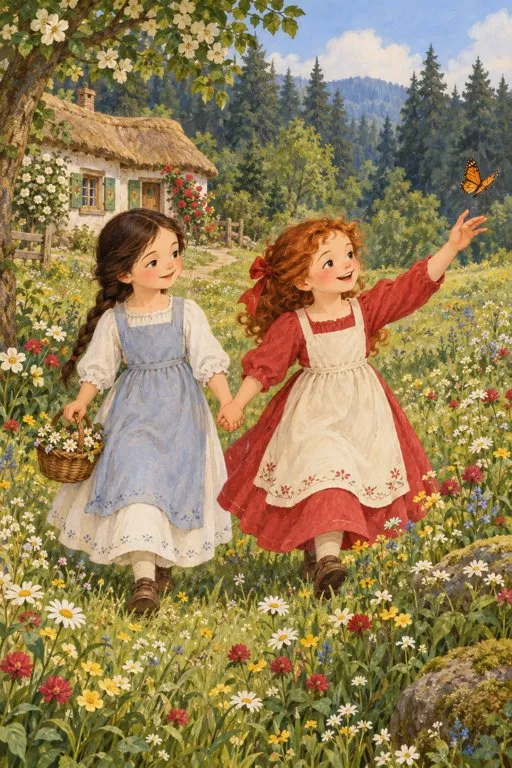Illustration from page 3 of Snow-White and Rose-Red: A Gentle Retelling