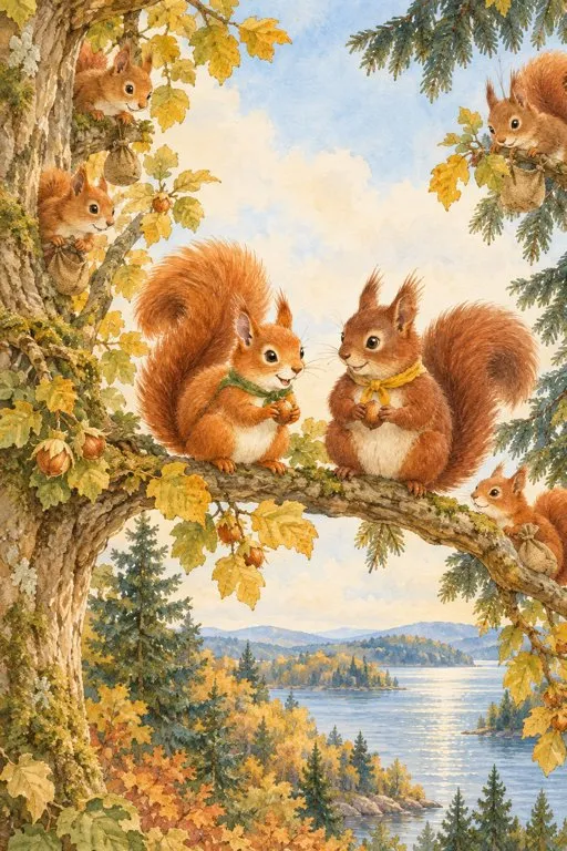 Illustration from page 2 of The Tale of Squirrel Nutkin: A Gentle Retelling