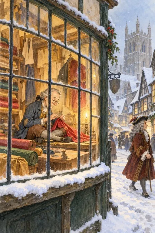 Illustration from page 2 of The Tailor of Gloucester: A Retelling for Curious Readers