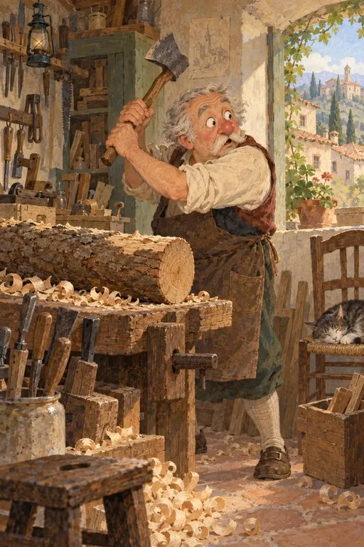 Illustration from page 2 of The Adventures of Pinocchio: A Retelling for Curious Readers
