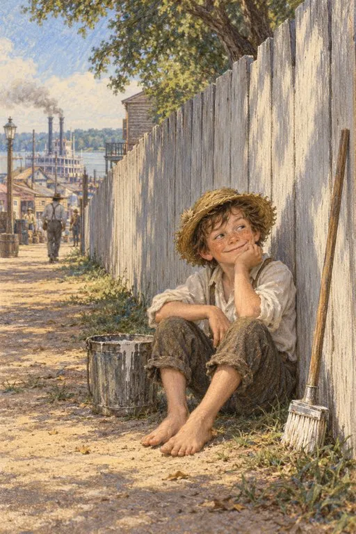 Illustration from page 3 of The Adventures of Tom Sawyer: A Retelling for Curious Readers