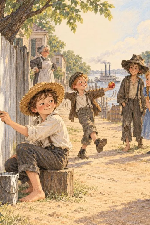 Illustration from page 4 of The Adventures of Tom Sawyer: A Retelling for Curious Readers