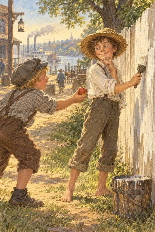 Illustration from page 5 of The Adventures of Tom Sawyer: A Retelling for Curious Readers