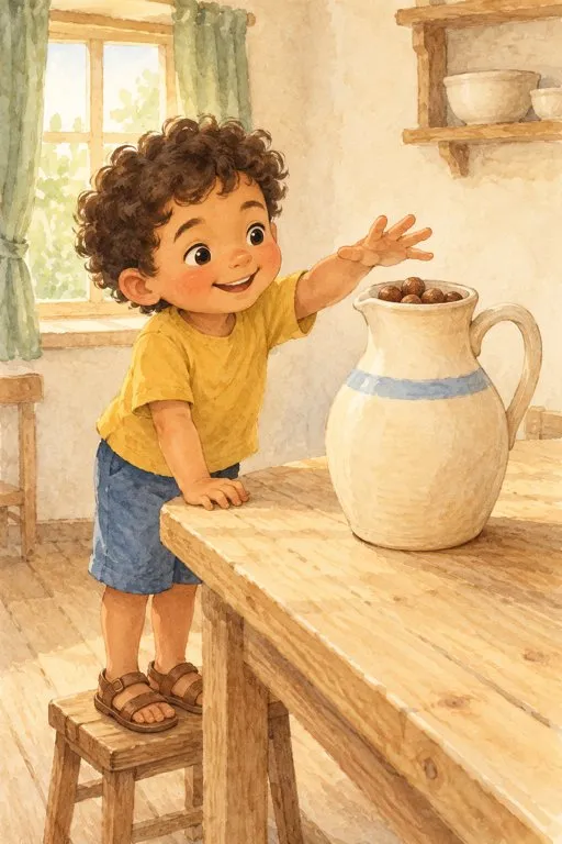 Illustration from page 3 of The Boy and the Filberts: A Gentle Retelling