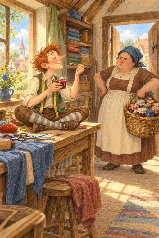 Illustration from page 2 of The Brave Little Tailor: A Gentle Retelling