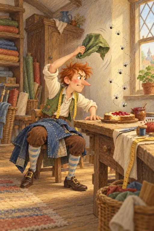 Illustration from page 3 of The Brave Little Tailor: A Gentle Retelling