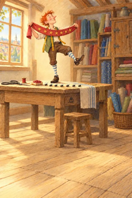Illustration from page 4 of The Brave Little Tailor: A Gentle Retelling