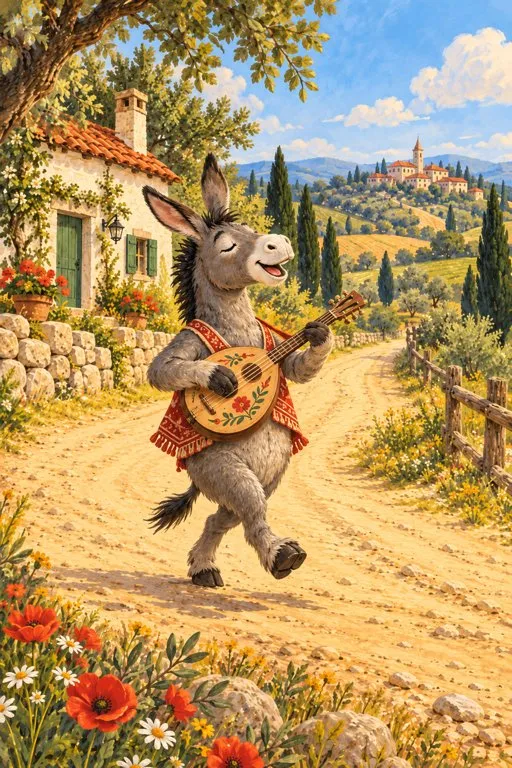 Illustration from page 2 of The Bremen Town Musicians: A Gentle Retelling