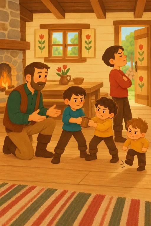 Illustration from page 3 of The Bundle of Sticks: A Gentle Retelling