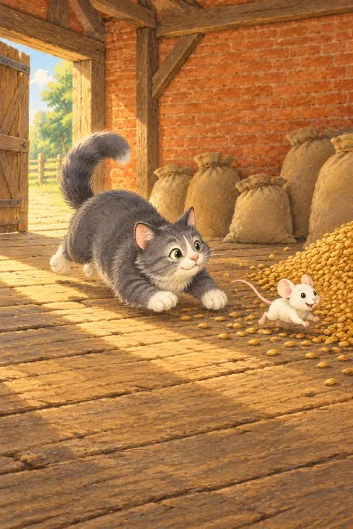 Illustration from page 2 of The Cat and the Mouse: A Gentle Retelling
