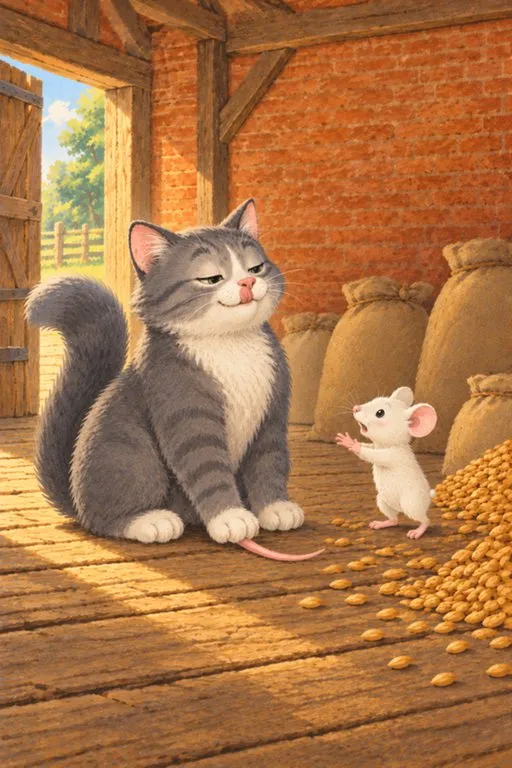 Illustration from page 3 of The Cat and the Mouse: A Gentle Retelling