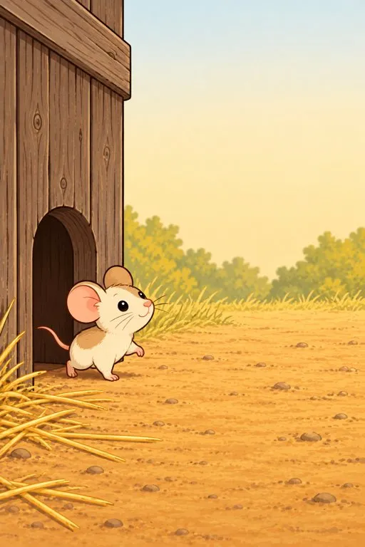 Illustration from page 2 of The Cat, the Cock, and the Young Mouse: A Gentle Retelling