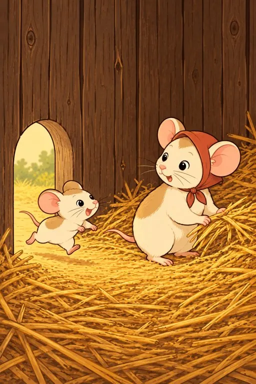 Illustration from page 3 of The Cat, the Cock, and the Young Mouse: A Gentle Retelling