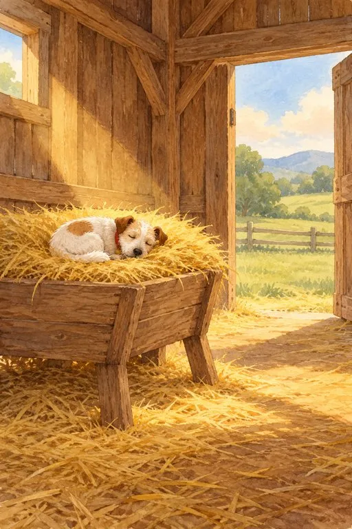 Illustration from page 2 of The Dog in the Manger: A Gentle Retelling