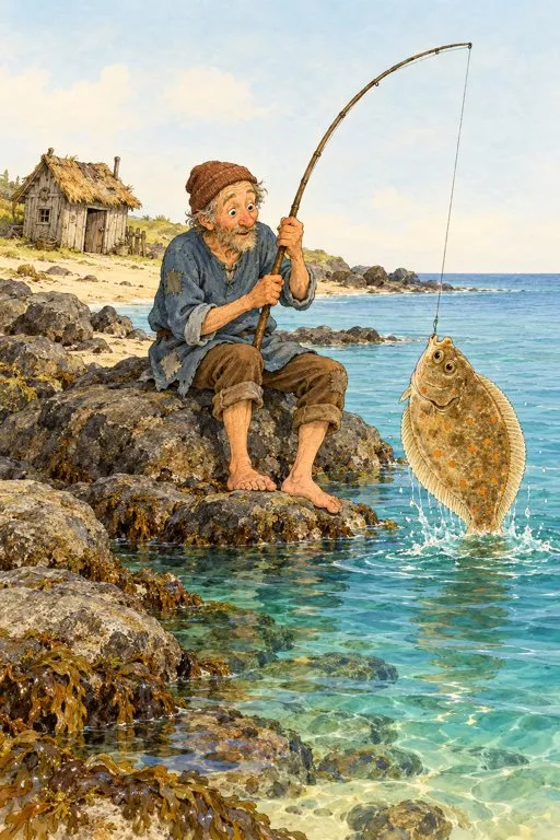 Illustration from page 2 of The Fisherman and His Wife: A Gentle Retelling