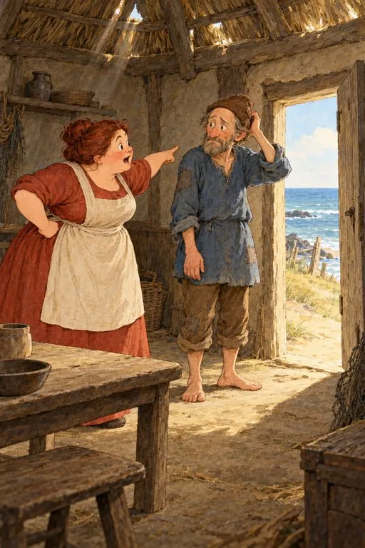 Illustration from page 4 of The Fisherman and His Wife: A Gentle Retelling