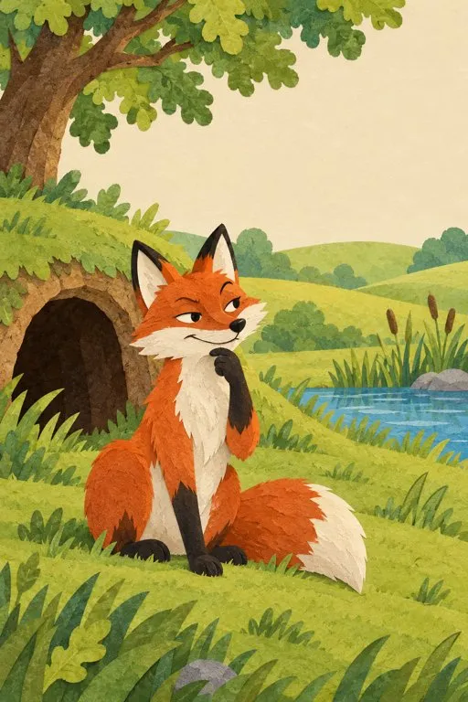 Illustration from page 3 of The Fox and the Stork: A Gentle Retelling