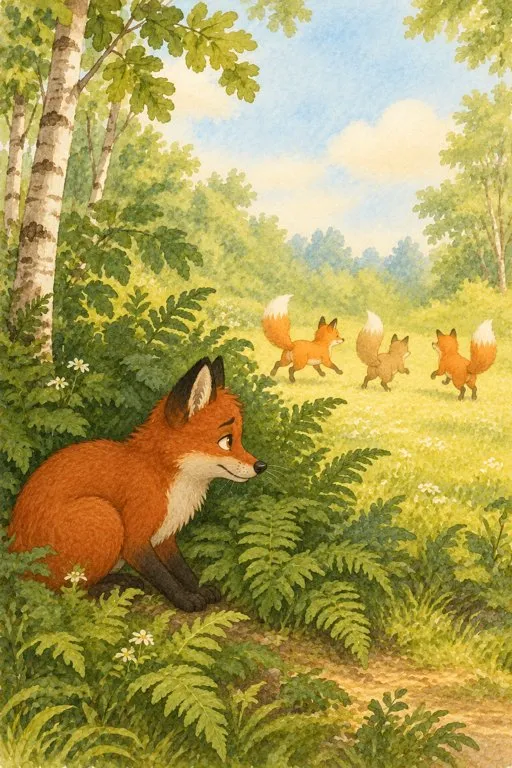 Illustration from page 3 of The Fox Without a Tail: A Gentle Retelling