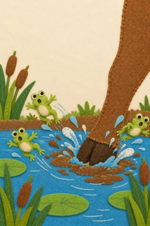Illustration from page 3 of The Frogs and the Ox: A Gentle Retelling