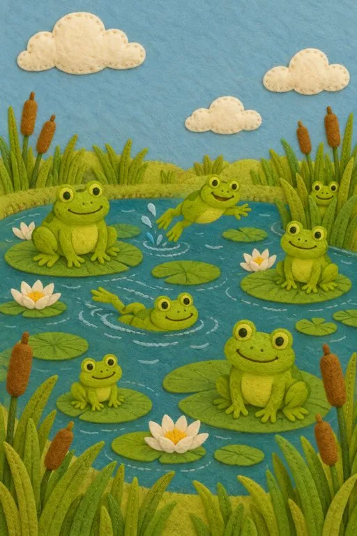 Illustration from page 2 of The Frogs Who Wished for a King: A Gentle Retelling