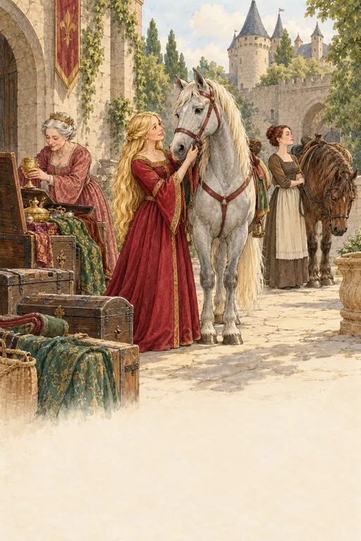 Illustration from page 3 of The Goose-Girl: A Retelling for Curious Readers