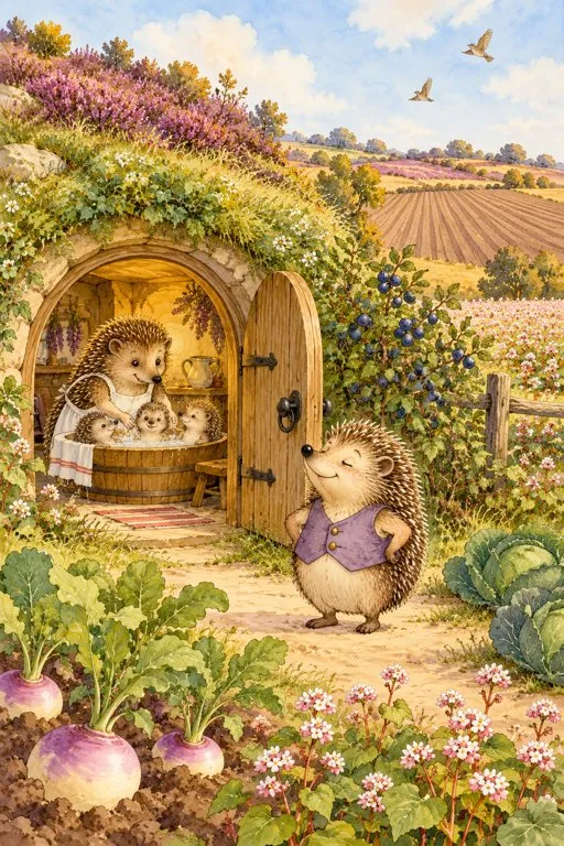 Illustration from page 2 of The Hare and the Hedgehog: A Gentle Retelling