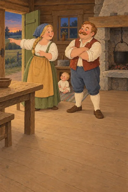 Illustration from page 3 of The Husband Who Was to Mind the House: A Gentle Retelling
