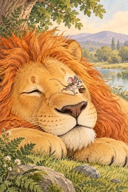 Illustration from page 3 of The Lion and the Mouse: A Gentle Retelling
