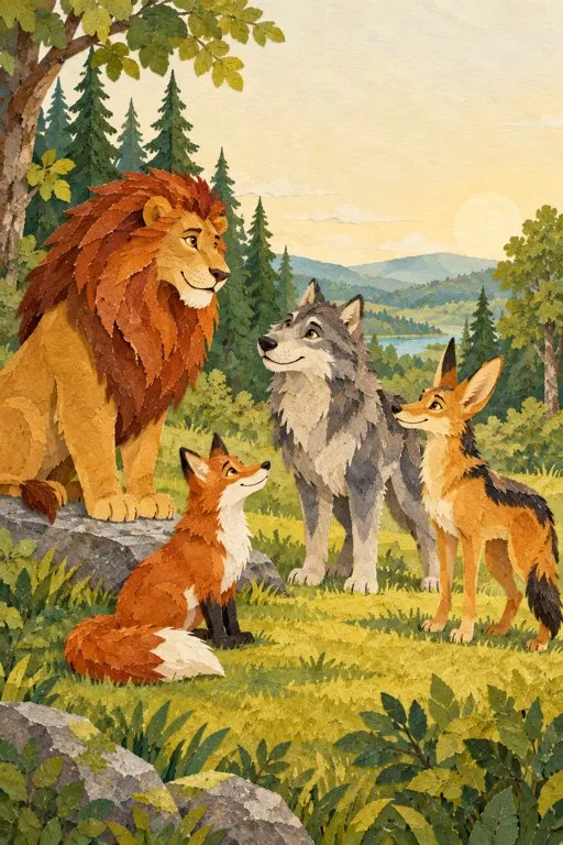 Illustration from page 2 of The Lion's Share: A Gentle Retelling