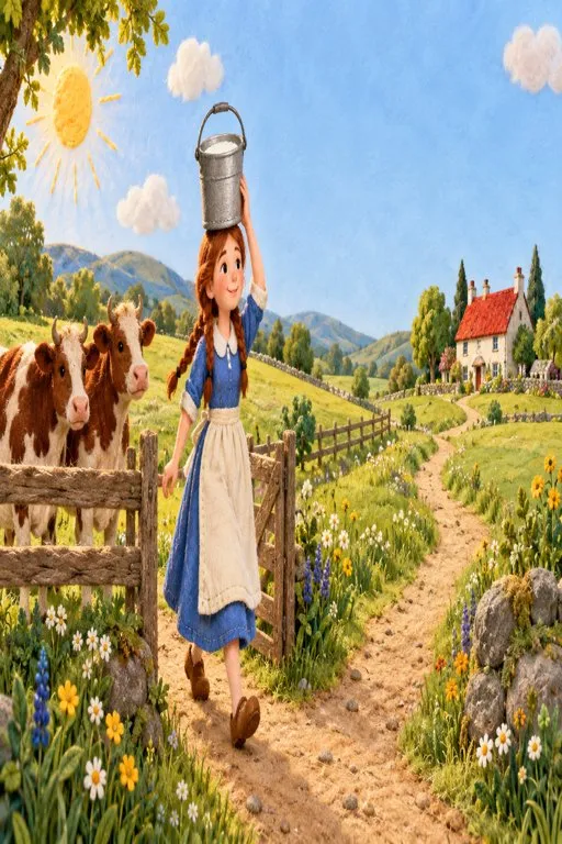 Illustration from page 2 of The Milkmaid and Her Pail: A Gentle Retelling
