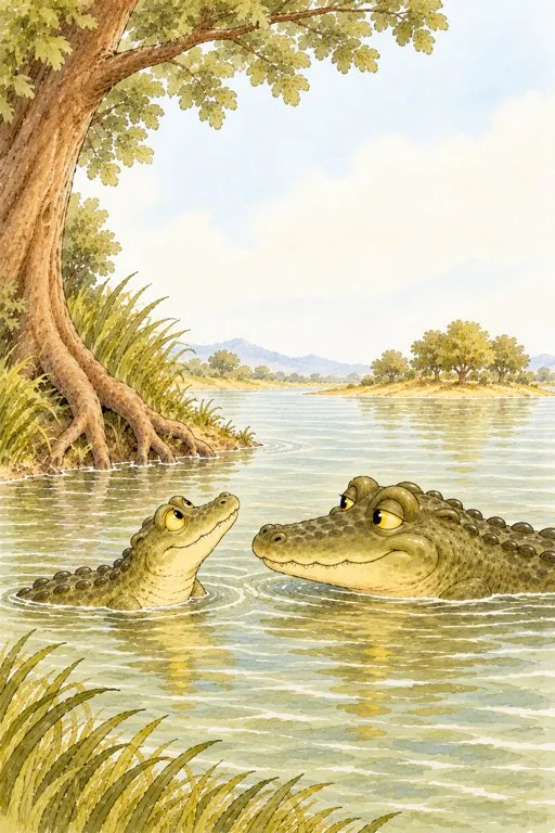 Illustration from page 3 of The Monkey and the Crocodile: A Gentle Retelling